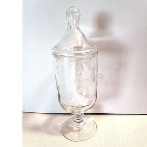 Vtg Princess House Heritage Collection Footed Etched Crystal Candy Jar with Lid